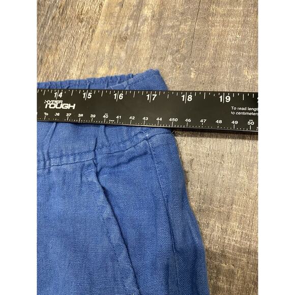 Tahari Essentials 100% Linen Wide Leg Pants Womens Size XL Loose Blue Cropped - Picture 11 of 13